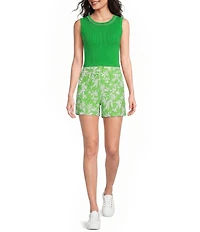 Lilly Pulitzer Vanna Rib Knit Crew Neck Sleeveless Pearl Trim Top