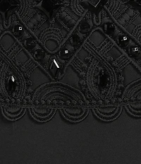 Lilly Pulitzer Vena Satin Back Crepe Square Neck Sleeveless Lace Beaded Scallop Trim Maxi Dress