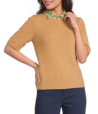 Lilly Pulitzer Viviann Removable Collar Crew Neck Short Sleeve Sweater
