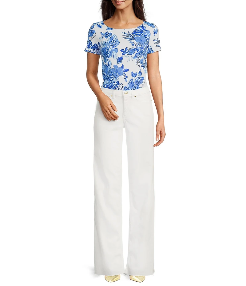 Lilly Pulitzer x Saint James Garde Cote Azure Soleil Round Neck Short Sleeve Knit Top