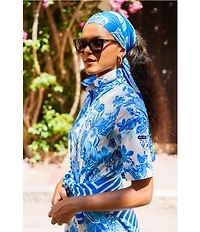 Lilly Pulitzer x Saint James Leonie Azure Soleil Print Short Sleeve Cotton Shirt Dress