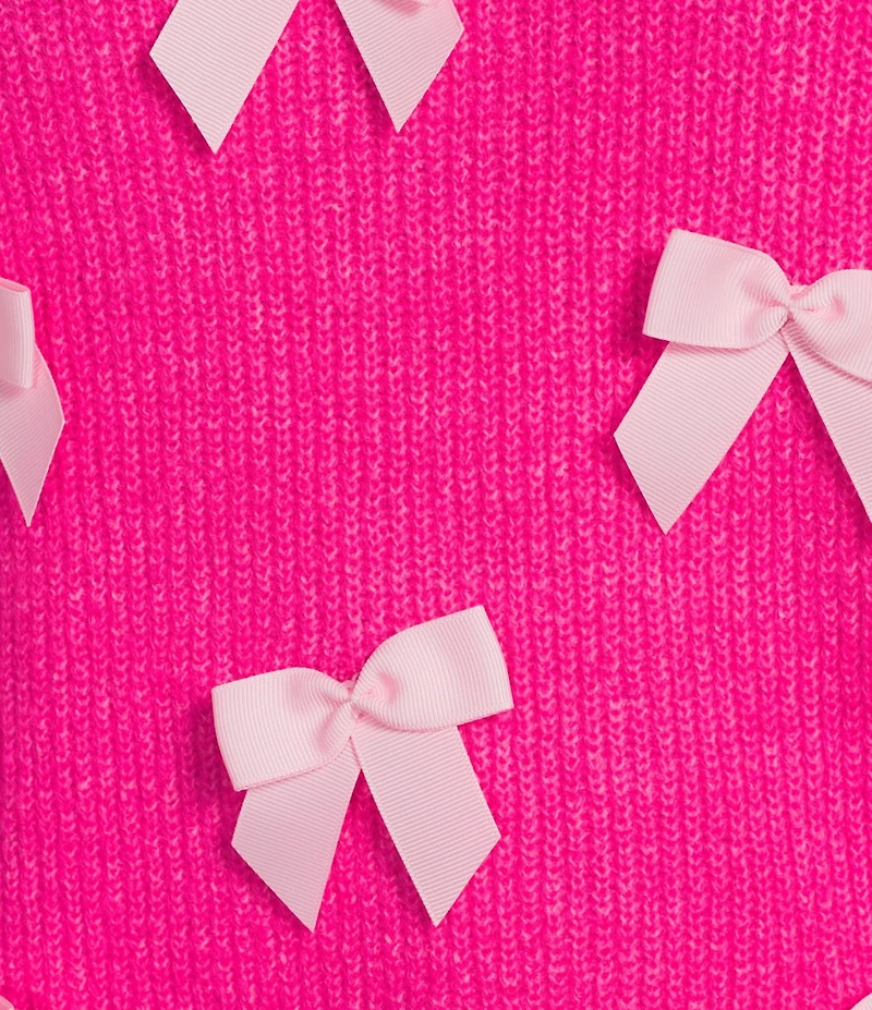 Lilly Pulitzer Zarie Fluffy Blend Knit Bow Applique Crew Neck Puff Long Sleeve Sweater