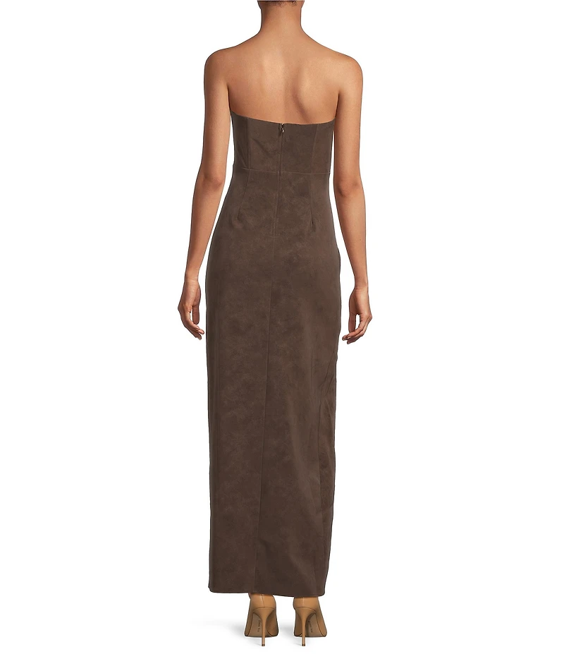 Line and Dot Alfie Strapless Faux Suede Maxi Dress