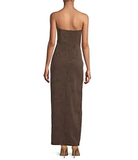 Line and Dot Alfie Strapless Faux Suede Maxi Dress
