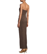 Line and Dot Alfie Strapless Faux Suede Maxi Dress