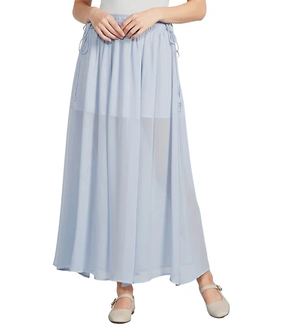 Line and Dot Amorette Smocked Waist Sheer Chiffon Coordinating Maxi Skirt