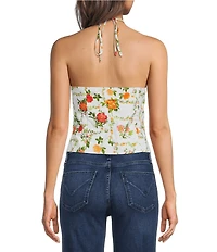 Line And Dot Anisa Floral Print Halter Neck Sleeveless Poplin Top