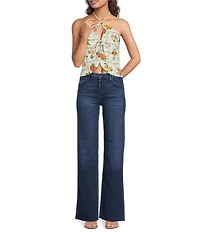 Line And Dot Anisa Floral Print Halter Neck Sleeveless Poplin Top