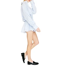 Line and Dot Arlen Point Collar Long Sleeve Poplin Romper