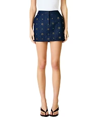 Line and Dot Attina Beaded Embellished Coordinating Denim Mini Skirt