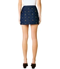 Line and Dot Attina Beaded Embellished Coordinating Denim Mini Skirt