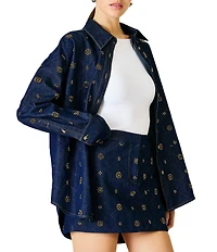Line and Dot Attina Beaded Embellished Coordinating Denim Mini Skirt