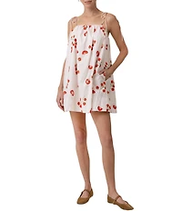 Line and Dot Bellissimo Printed Square Neck Sleeveless Poplin Mini Shift Dress