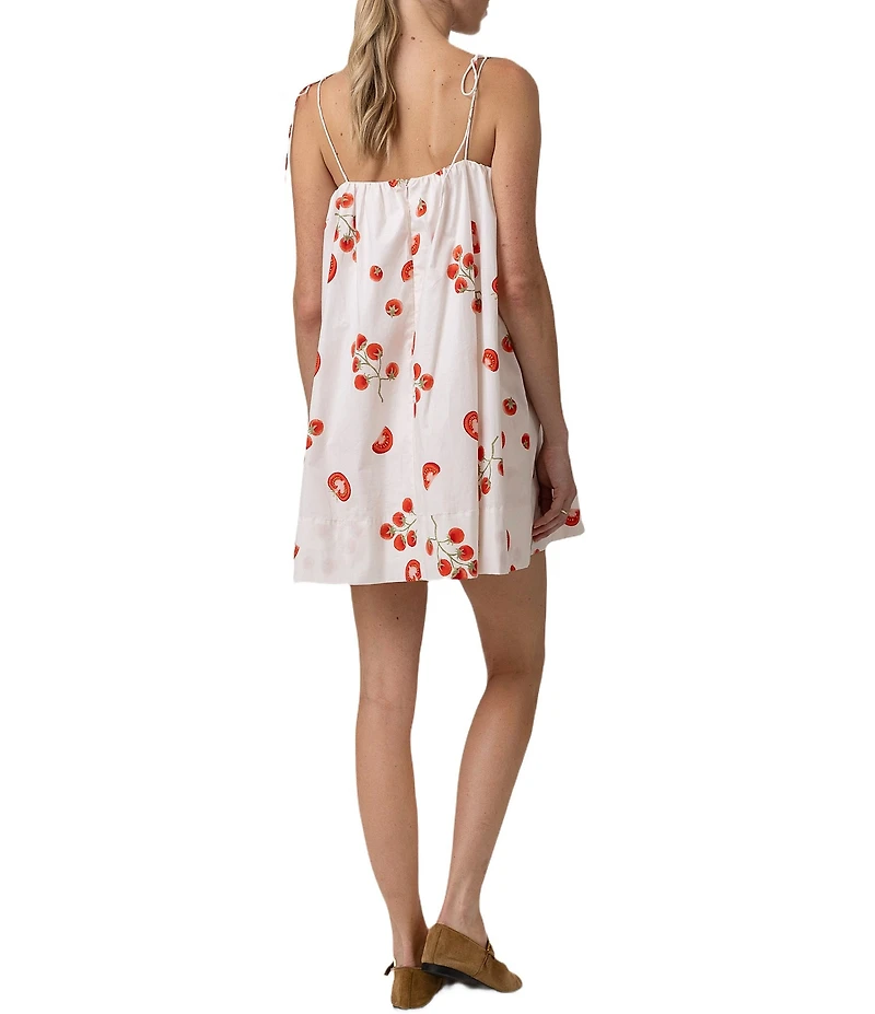 Line and Dot Bellissimo Printed Square Neck Sleeveless Poplin Mini Shift Dress