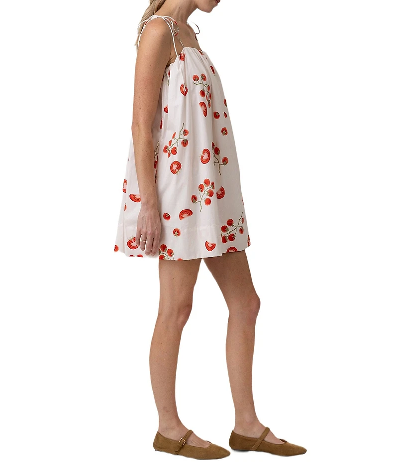 Line and Dot Bellissimo Printed Square Neck Sleeveless Poplin Mini Shift Dress