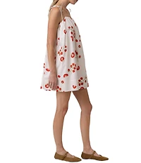 Line and Dot Bellissimo Printed Square Neck Sleeveless Poplin Mini Shift Dress