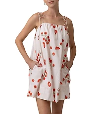 Line and Dot Bellissimo Printed Square Neck Sleeveless Poplin Mini Shift Dress