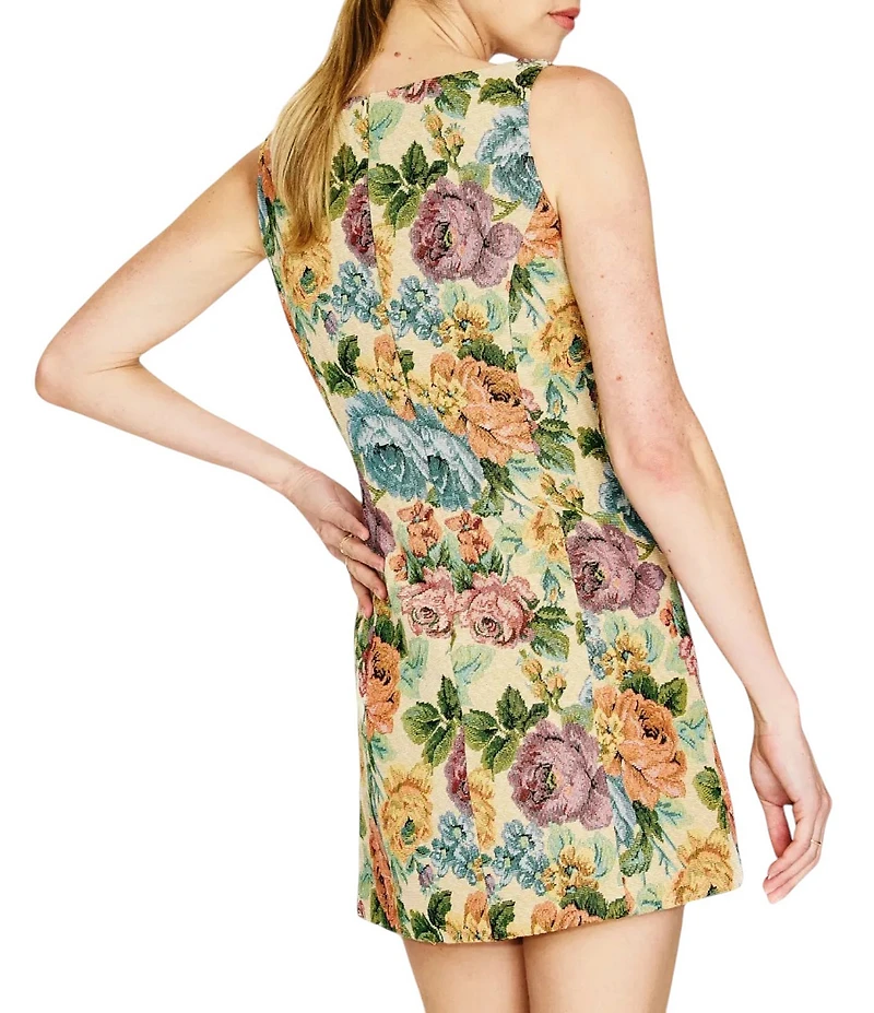 Line and Dot Cambria Floral Print Boat Neck Sleeveless Mini Dress