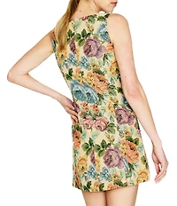 Line and Dot Cambria Floral Print Boat Neck Sleeveless Mini Dress