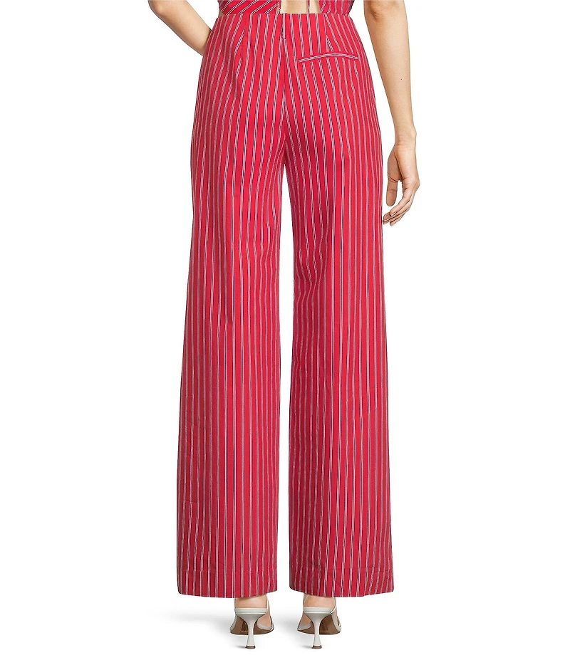 Line and Dot Claudine Stripe Print Wide Leg Coordinating Poplin Pants