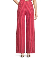 Line and Dot Claudine Stripe Print Wide Leg Coordinating Poplin Pants