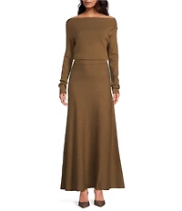 Line and Dot Delaina Coordinating Asymmetrical Neck Long Sleeve Knit Sweater Top