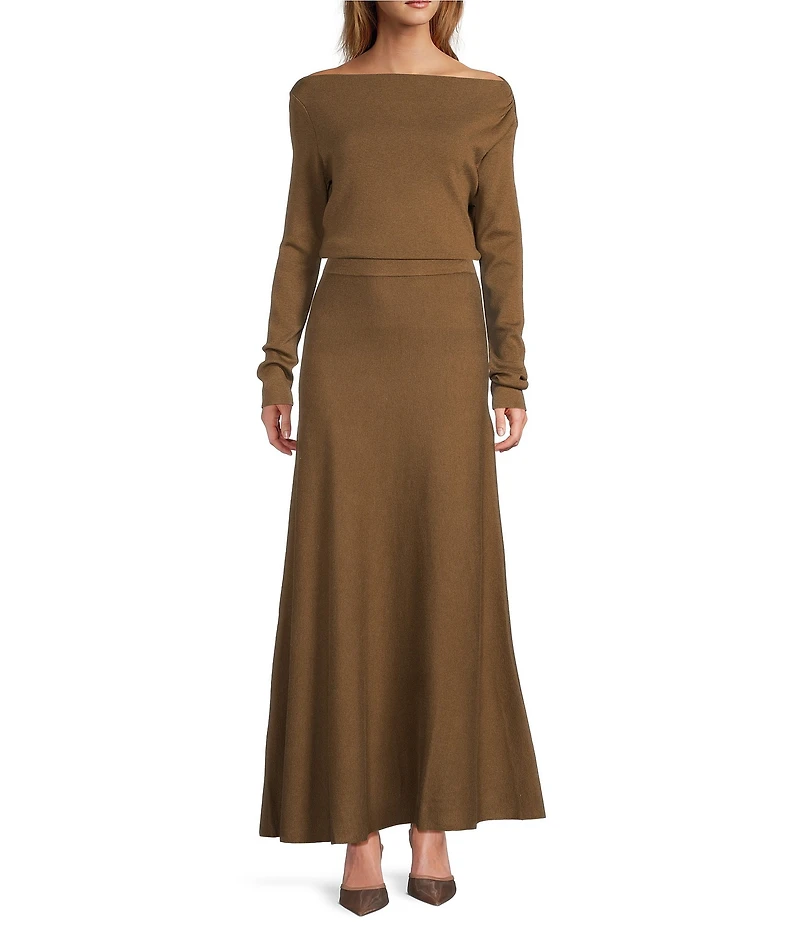 Line and Dot Delania Wool Blend Knit Sweater Maxi Coordinating Skirt