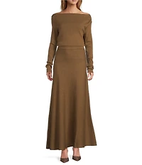 Line and Dot Delania Wool Blend Knit Sweater Maxi Coordinating Skirt