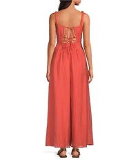 Line and Dot Delmare Square Neck Sleeveless Wide Leg Jumpsuit