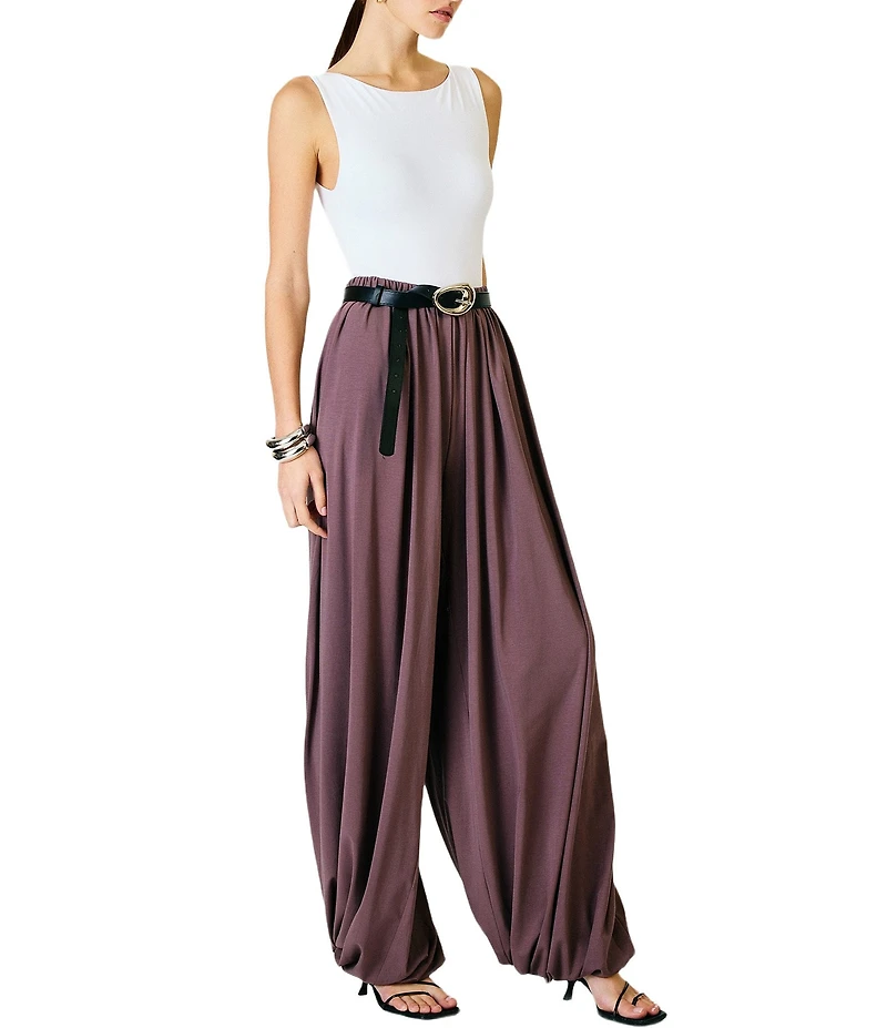 Line and Dot Diane Draped High Rise Bubble Leg Coordinating Knit Pants