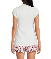 Line and Dot Druna Mock Neck Cap Sleeve Knit Peplum Top