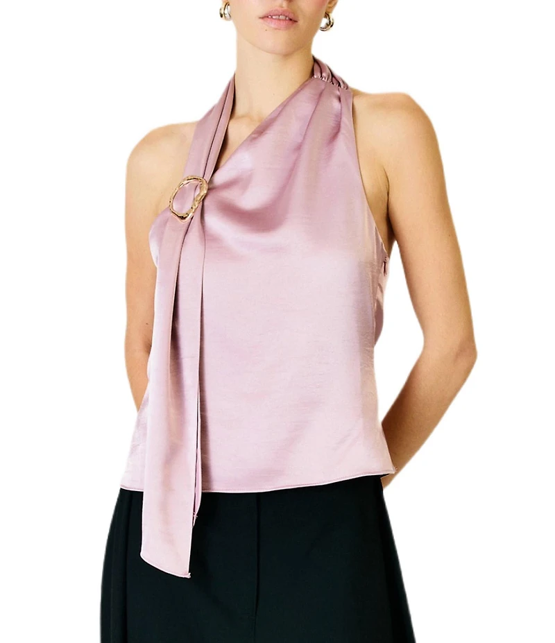 Line and Dot Elsie Halter Neck Sleeveless Satin Top
