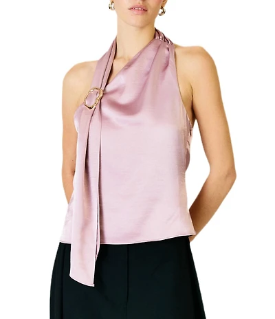 Line and Dot Elsie Halter Neck Sleeveless Satin Top