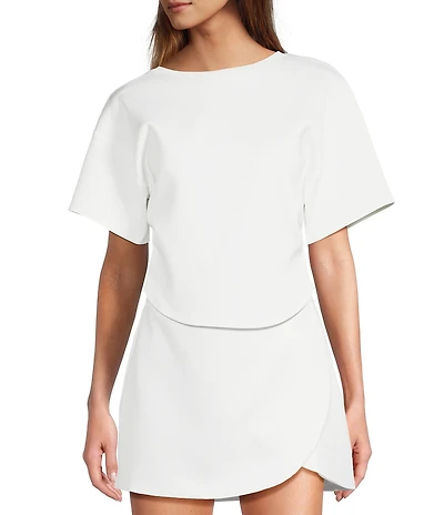 Line and Dot Gale Round Neck Short Sleeve Coordinating Top