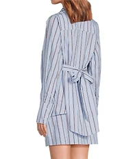 Line and Dot Getty Stripe Print Point Collar Long Sleeve Coordinating Poplin Top