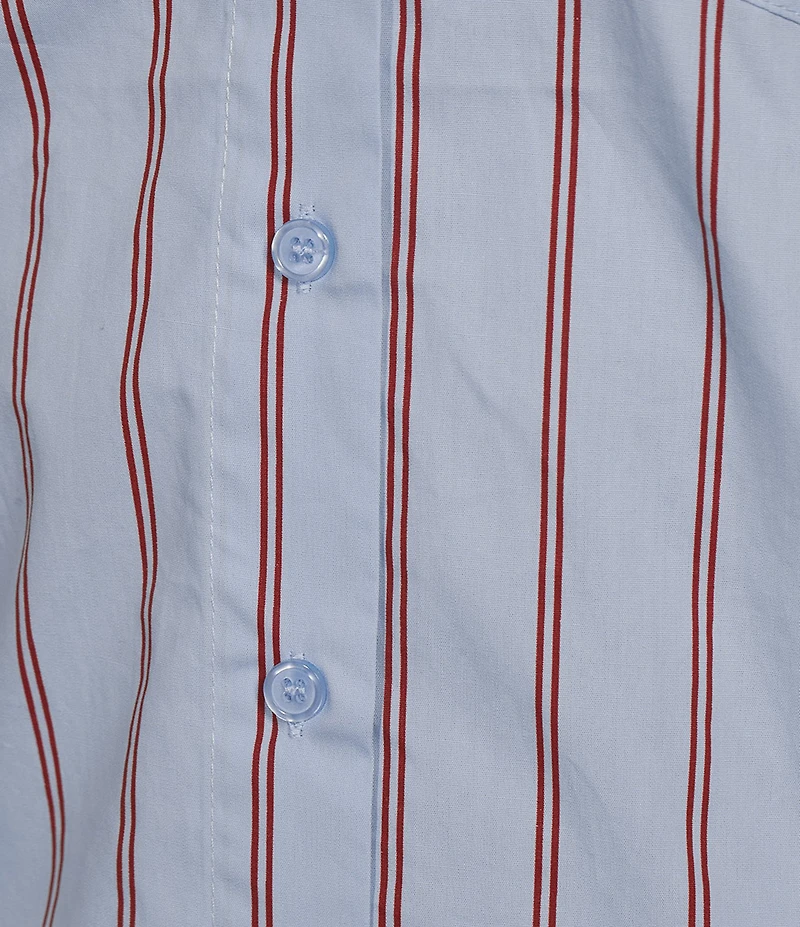 Line and Dot Getty Stripe Print Point Collar Long Sleeve Coordinating Poplin Top