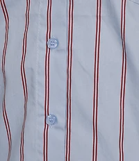 Line and Dot Getty Stripe Print Point Collar Long Sleeve Coordinating Poplin Top