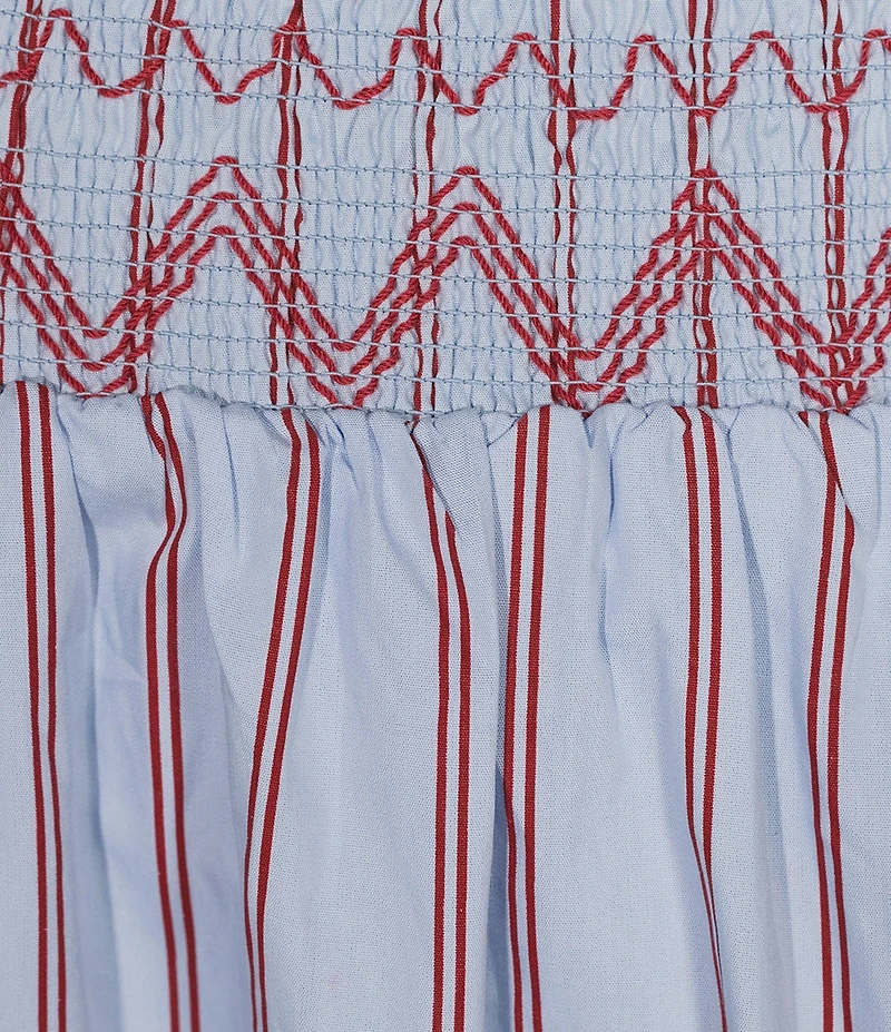 Line and Dot Getty Stripe Print Strapless Smocked Drop Waist Poplin Maxi Dress