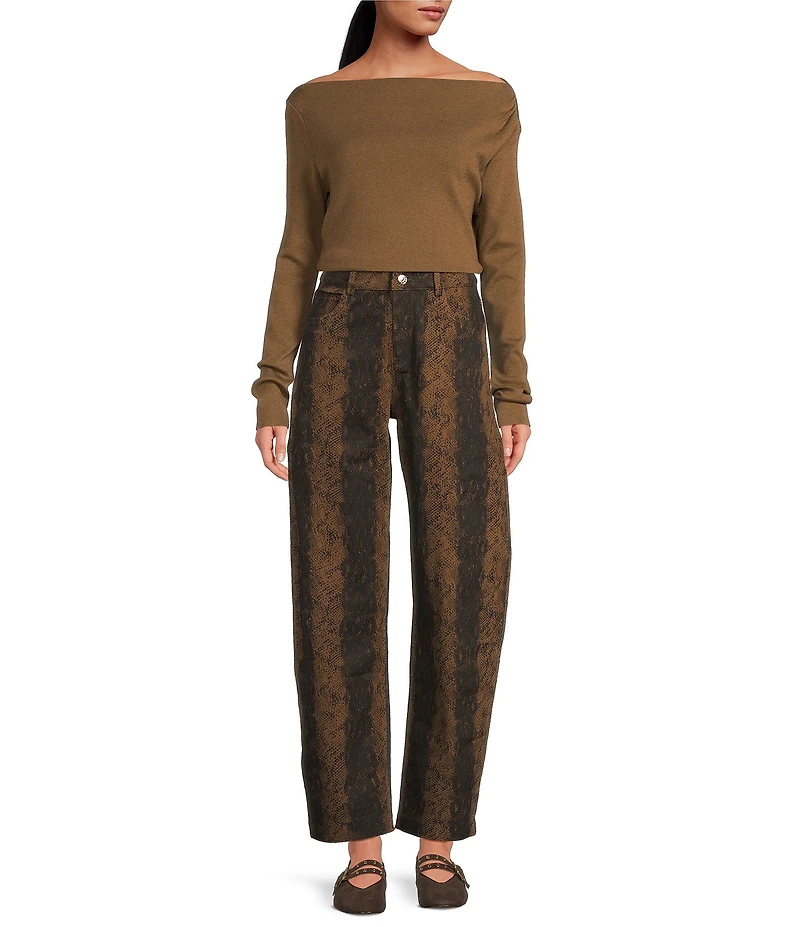Line and Dot Iggy Snake Print High Rise Wide Leg Coordinating Pants
