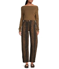 Line and Dot Iggy Snake Print High Rise Wide Leg Coordinating Pants