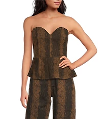Line and Dot Iggy Snake Print Sweetheart Neckline Sleeveless Peplum Coordinating Top