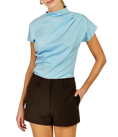 Line and Dot Lennon Mock Neck Short Sleeve Top