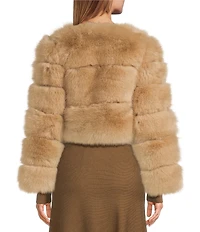 Line and Dot Liana Crewneck Long Sleeve Cropped Faux Fur Jacket