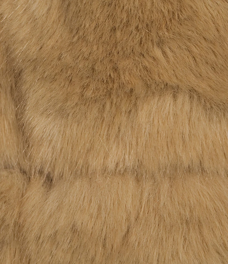 Line and Dot Liana Crewneck Long Sleeve Cropped Faux Fur Jacket