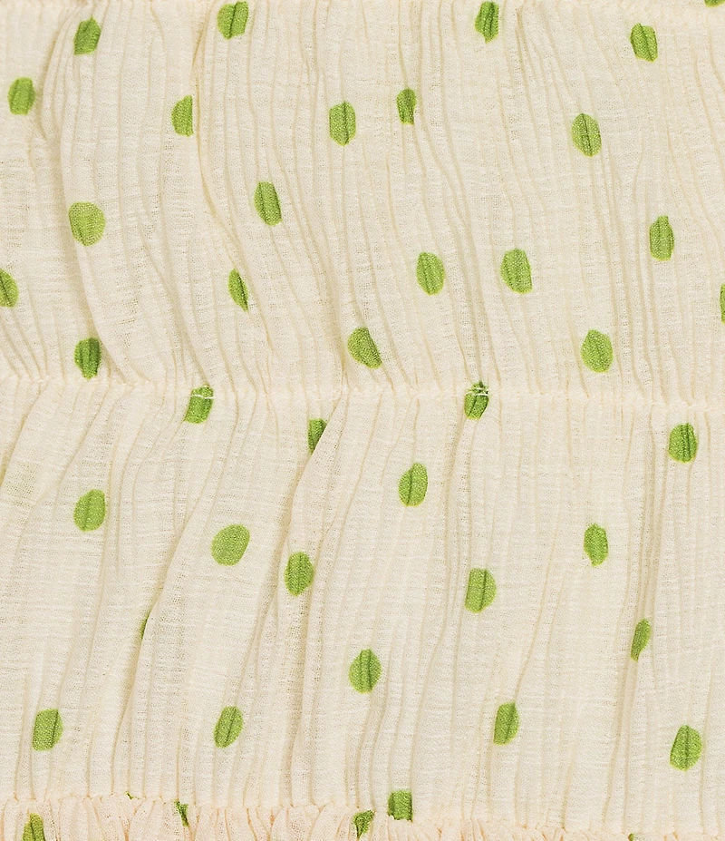 Line and Dot Lilou Polka Dot Off The Shoulder Shirred Maxi Dress