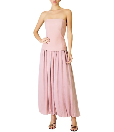 Line and Dot Lowen Strapless Sleeveless Mixed Media Jumpsuit
