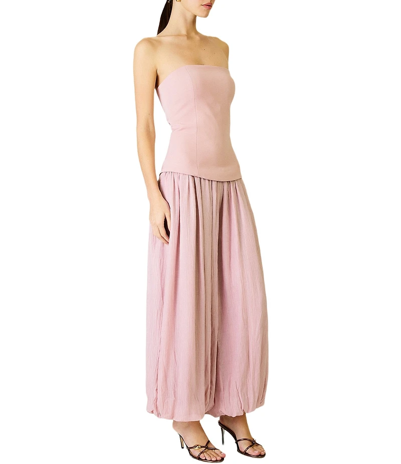 Line and Dot Lowen Strapless Sleeveless Mixed Media Jumpsuit