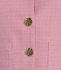 Line and Dot Marlowe Round Neck Sleeveless Button Front Coordinating Tweed Top