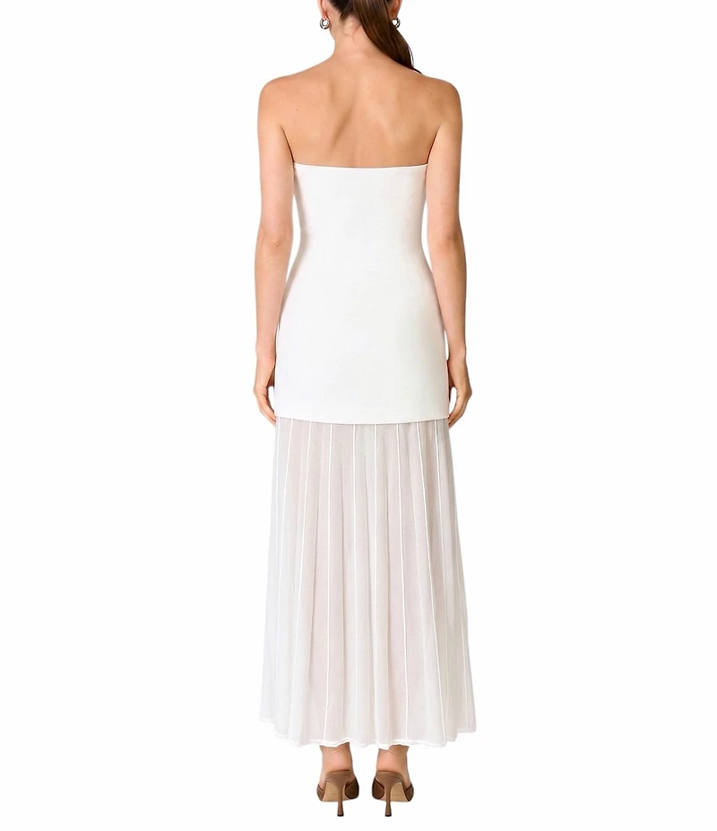 Line and Dot Perissa Mixed Media Strapless Fit and Flare Maxi Dress