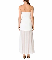 Line and Dot Perissa Mixed Media Strapless Fit and Flare Maxi Dress